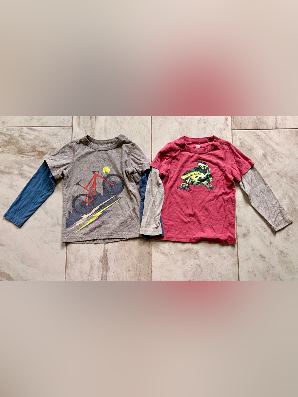 Two Layered Tea Collection Graphic Long-sleeved T-Shirts